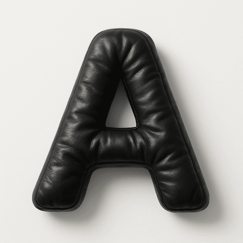 Stylized Letter in Wrinkled Leather